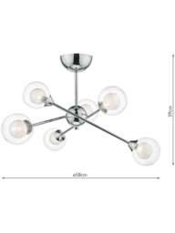 Dar Lighting Zeke Semi Flush Light in Polished Chrome - thumbnail 3