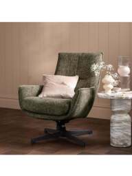 Barker and Stonehouse Draycott Fabric Swivel Armchair in Green - thumbnail 2