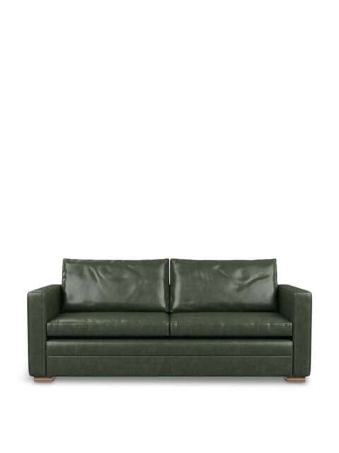 Heal's Palermo 3 Seater Sofa Stonewash in Green, Leather, Size 186x92x85