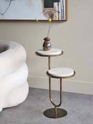 Libra Interiors Marco Accent Table Grey in Grey/Gold/Bronze - thumbnail 2