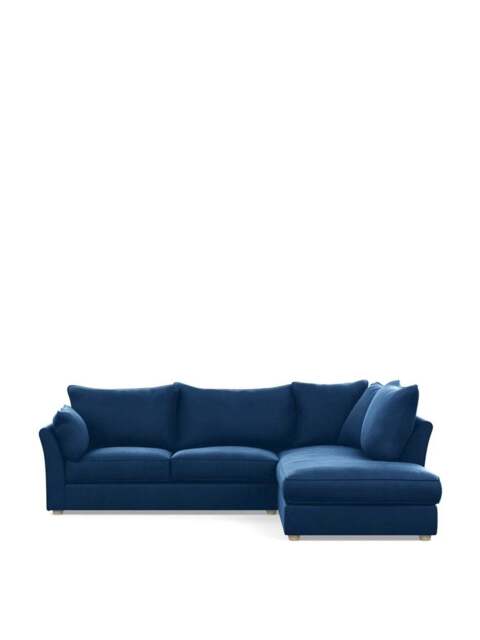 Heal's Tailor Right Hand Facing Corner Sofa Velvet Petrol in Blue, Size 271x102x90