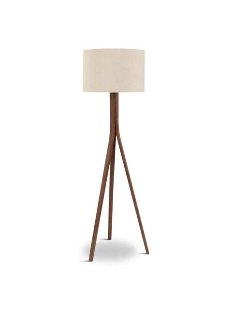 Heal's Baxter Wooden Floor Lamp With Shade in Brown