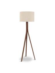 Heal's Baxter Wooden Floor Lamp With Shade in Brown