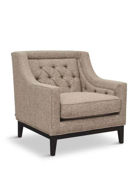 Libra Interiors Theodore Buttoned Armchair Dark Taupe in Grey, Size 86x81x86 - image 1