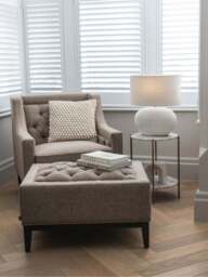 Libra Interiors Theodore Buttoned Armchair Dark Taupe in Grey, Size 86x81x86 - thumbnail 3