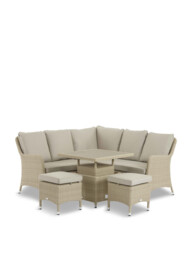 Bramblecrest Tetbury Rattan Mini Corner Sofa with Dual Height Tree-Free Top Table & 2 Stools Brown - thumbnail 1