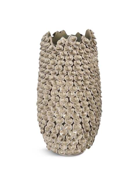 H&D Decor Leaf Effect Ceramic Vase in Taupe, Size 50cm