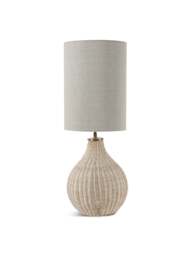 Libra Interiors Rattan Lamp With Drum Shade Large in Natural, Size 25x25x59cm