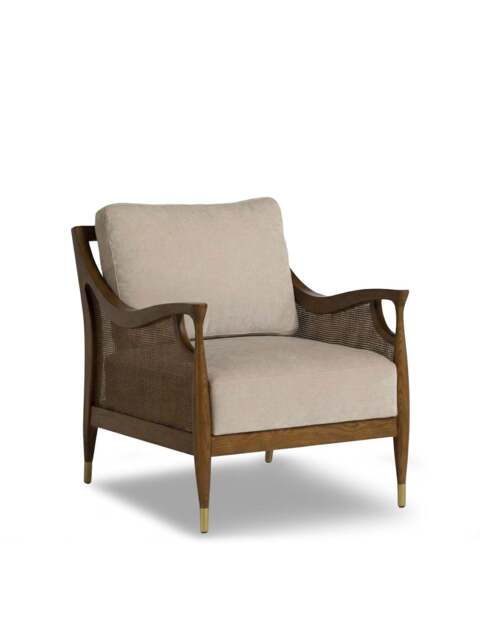 Barker and Stonehouse Fabric Accent Chair With Rattan in Neutral - image 1