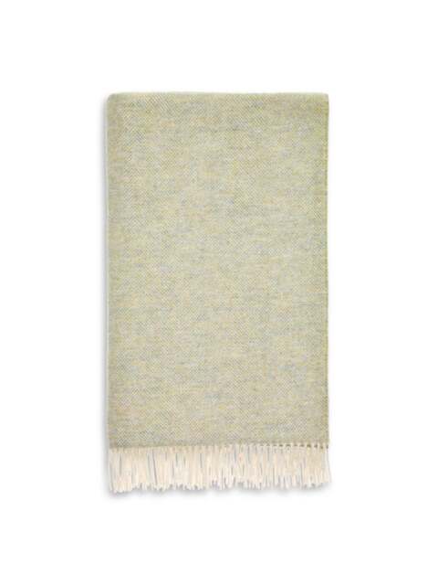 Bronte Herringbone Blanket in Light Sage, Lambswool
