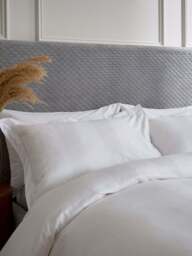 Bedeck of Belfast Fine Linens Serra Dobby Stripe Cover Set in White, Size Superking - thumbnail 3