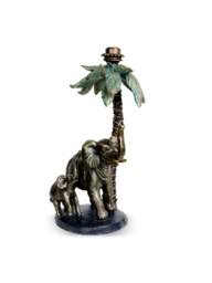 Libra Interiors Palm Candle Stick With Elephants Gold - thumbnail 1