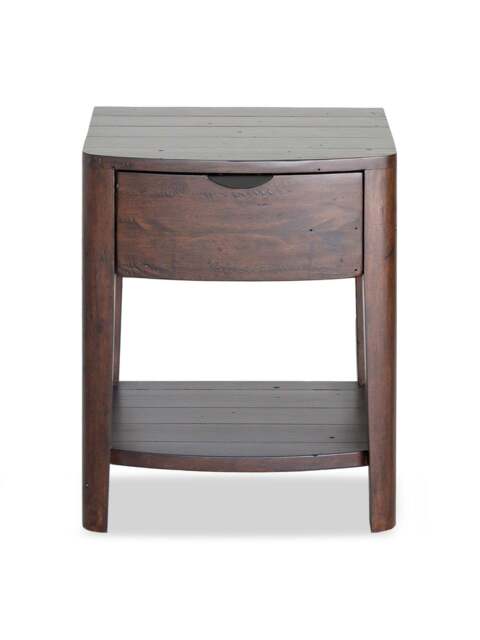 Barker and Stonehouse Zermatt Dark Reclaimed Wood 1 Drawer Bedside Table in Brown