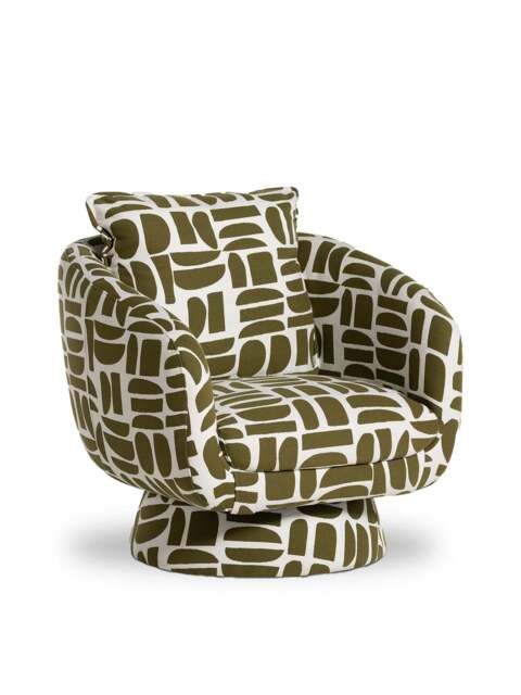 Barker and Stonehouse Francois Swivel Chair Green in White - image 1