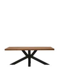 Barker and Stonehouse Navarro Solid Oak Star Dining Table With Black M in Brown, Size 240cm - thumbnail 2