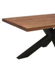 Barker and Stonehouse Navarro Solid Oak Star Dining Table With Black M in Brown, Size 240cm - thumbnail 3