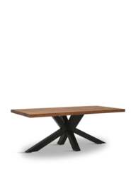Barker and Stonehouse Navarro Solid Oak Star Dining Table With Black M in Brown, Size 240cm