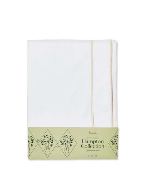 Fenwick at Home Hampton Duvet Cover White in White/Beige, Cotton, Size Double