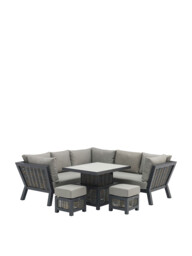 Bramblecrest Tuscan Wicker Corner Sofa with Mini Piston Adjustable Table & 2 Stools Grey - thumbnail 2