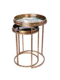 Libra Interiors Tropical Birds Tray Tables (Set Of 2) Gold in Green/Antique Gold - thumbnail 3