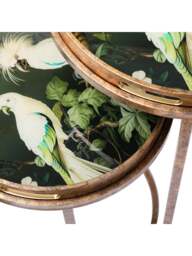 Libra Interiors Tropical Birds Tray Tables (Set Of 2) Gold in Green/Antique Gold - thumbnail 4