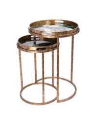 Libra Interiors Tropical Birds Tray Tables (Set Of 2) Gold in Green/Antique Gold