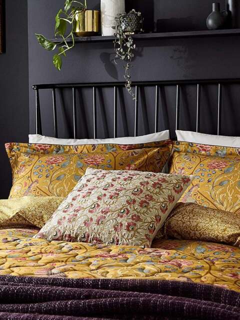 Morris & Co Seasons By May Duvet Cover Set Golden Yellow in Saffron, Cotton, Size Double - image 1
