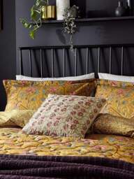 Morris & Co Seasons By May Duvet Cover Set Golden Yellow in Saffron, Cotton, Size Double - thumbnail 1