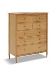 Barker and Stonehouse Teramo Oak Wood 7 Drawer Tall Wide Chest in Neutral - thumbnail 1