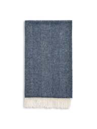 Bronte Herringbone Blanket in Dark Blue, Lambswool