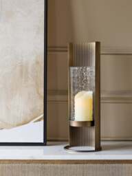 Libra Interiors Belvedere Aged Gold Table Hurricane Brown - thumbnail 2
