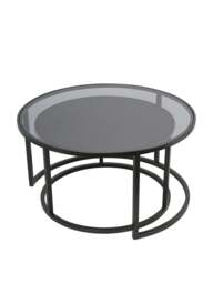 Libra Interiors Turner (Set Of 2) Nesting Coffee Tables in Black, Size 42x79x79 - thumbnail 3
