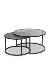 Libra Interiors Turner (Set Of 2) Nesting Coffee Tables in Black, Size 42x79x79