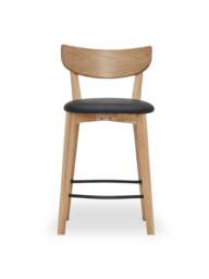 Barker and Stonehouse Jessa Oak Counter Stool With Pu Seat in Brown - thumbnail 1