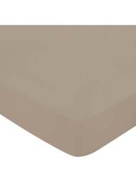 Bedeck of Belfast Fine Linens 400 Thread Count Sateen Plain Dye Fitted Sheet in Truffle, Cotton, Size Superking