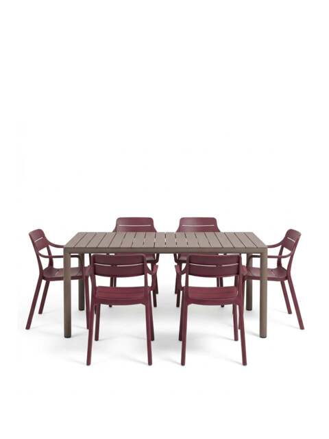 Nardi Tevere 6-Seater Extending Table & 6 Cassia Borgogna Armchairs - image 1