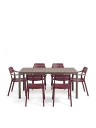 Nardi Tevere 6-Seater Extending Table & 6 Cassia Borgogna Armchairs - thumbnail 1