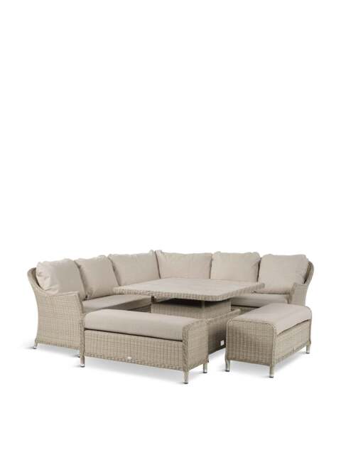 Bramblecrest Monterey Curved Corner Sofa Set With Square Dual Height Table & 2 Benches - image 1