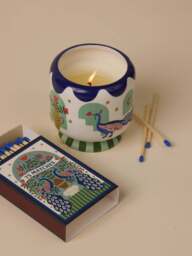 Designworks Inc A Dopo Peacock Ceramic Candle in Green - thumbnail 2