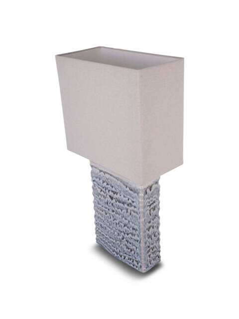 Libra Interiors Sereno Square Ceramic Lamp Off White With Shade E27 60W in Grey, Wood/Metal - image 1