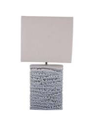 Libra Interiors Sereno Square Ceramic Lamp Off White With Shade E27 60W in Grey, Wood/Metal - thumbnail 2