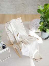 IBENA Glasgow Blanket in Beige, Cotton - thumbnail 3