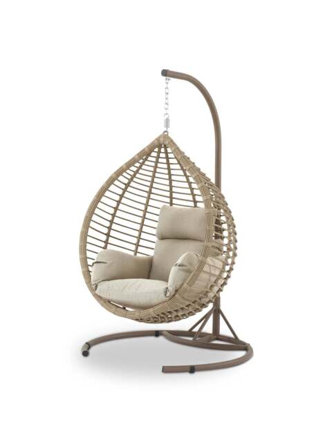 Bramblecrest Chedworth Rattan Single Tulip Open Weave Hanging Cocoon - image 1