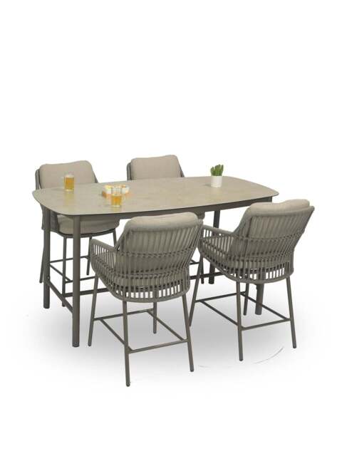 4 Seasons Outdoor Alicante 4 Seat Bar Set With Manolo High Ceramic Dining Table, Size 180cm - image 1