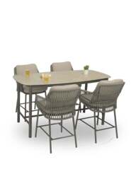 4 Seasons Outdoor Alicante 4 Seat Bar Set With Manolo High Ceramic Dining Table, Size 180cm