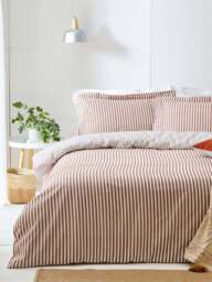 Yard Living Hebden Stripe Modern Duvet Cover Collection in Pecan, Size Single