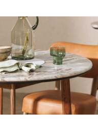 Barker and Stonehouse Cresta Marble And Acacia Wood Dining Table in Brown - thumbnail 2