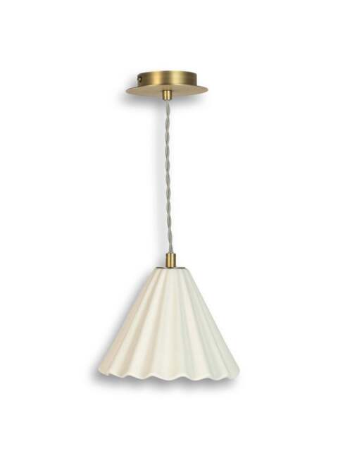 Heal's Monroe Porcelain Pendant Small /brushed Gold in White - image 1
