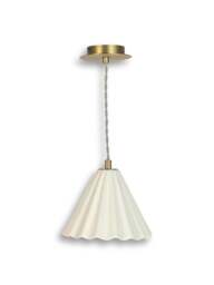 Heal's Monroe Porcelain Pendant Small /brushed Gold in White - thumbnail 1