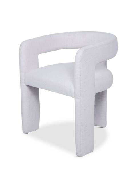 Libra Interiors Fully Upholstered Ivory Slub Chair in White, Size 60x50x72 - image 1